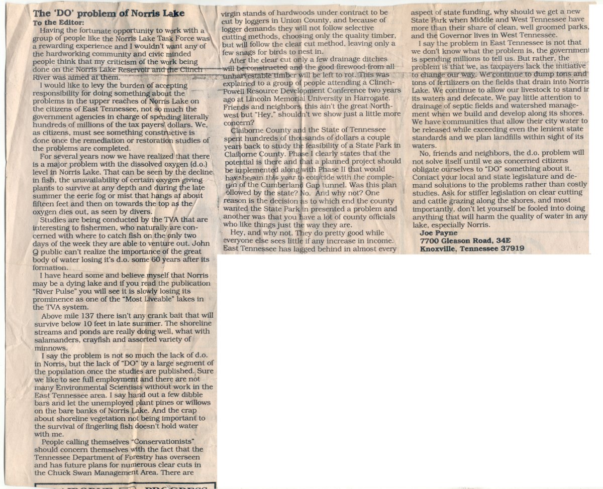 1995 Claiborne Progress "Letter to the Editor"